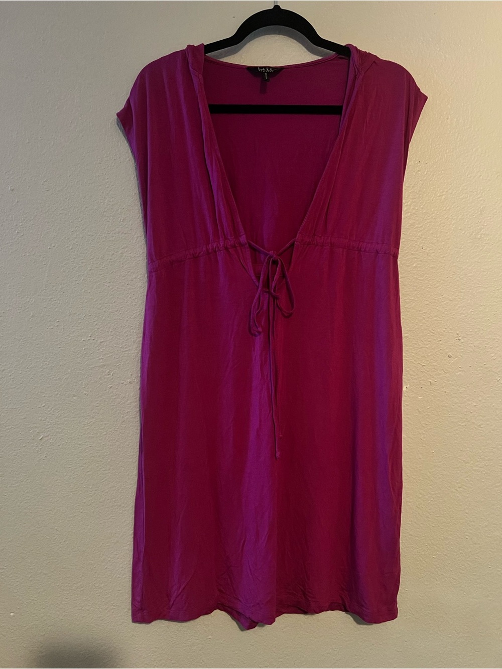 Nicole Miller Magenta Tie-Front V-Neck Tunic dress